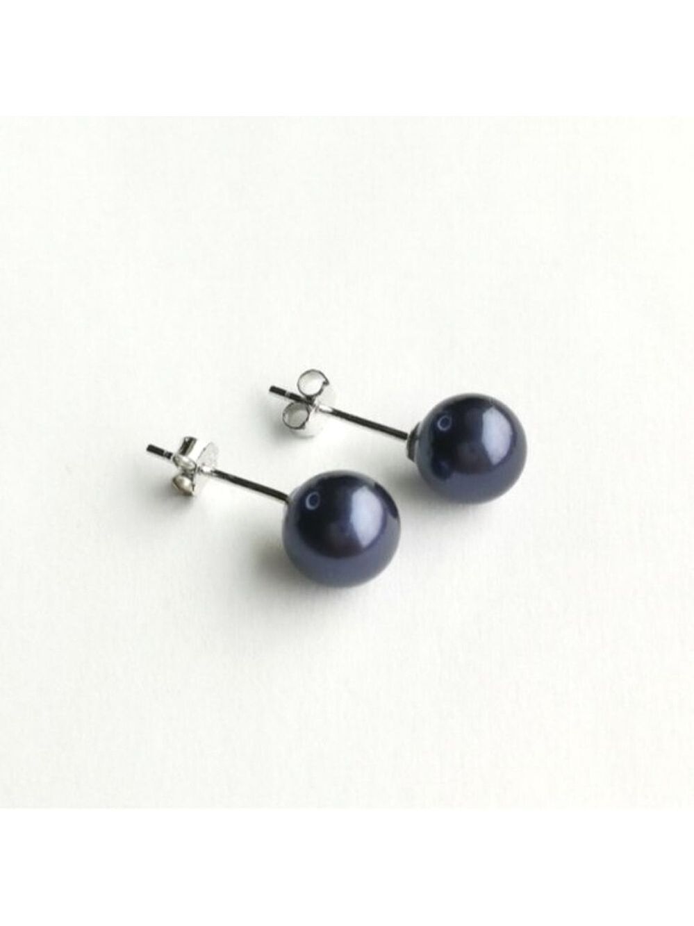 Nwt Navy Blue Shell Pearl ball stud earrings Sterling Silver 9mm
